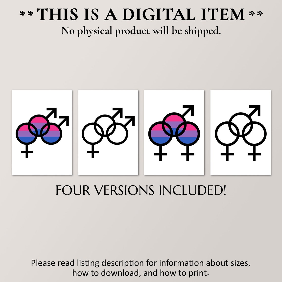Bisexual Pride Symbol Triple Venus Mars Bi Flag Colors Wall Art - Image 4