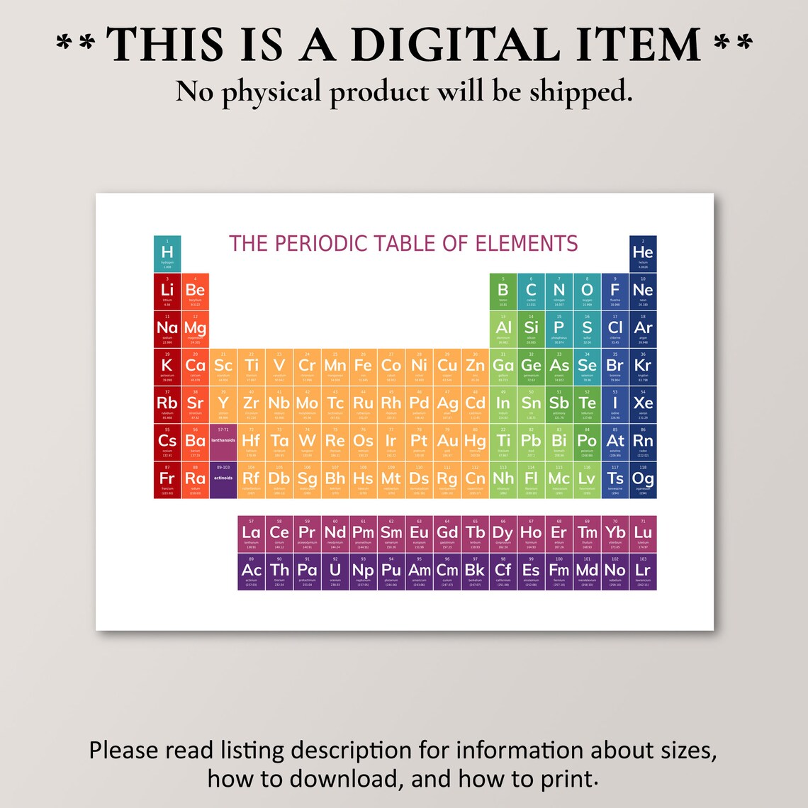 The Periodic Table Of Elements Colorful Chemistry Chart Wall Poster - Image 4
