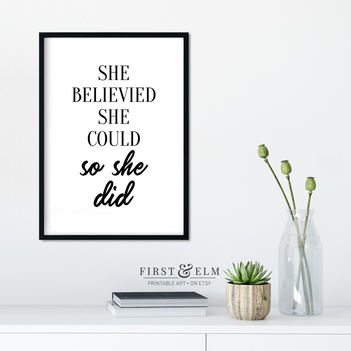 She Believed She Could So She Did Inspirational Quote Poster - Image 2