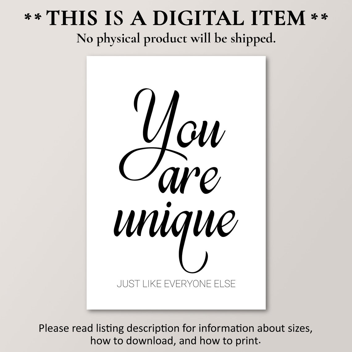 You Are Unique Just Like Everyone Else Sarcastic Funny Quote Poster - Image 4