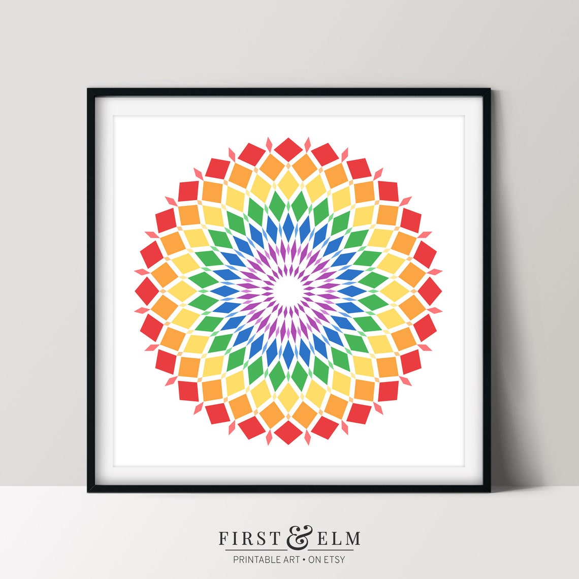 Rainbow Pride Mandala Geometric Diamond Art Poster Gay Pride Decor