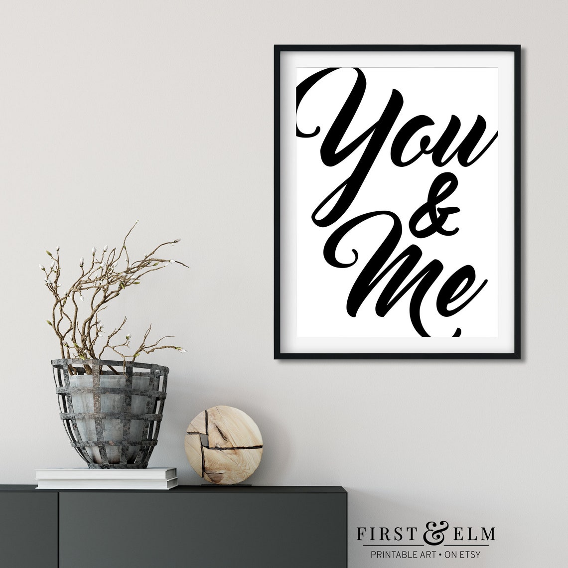 You and Me Script Romantic Couple Bedroom Wall Decor Quote Poster - Image 2