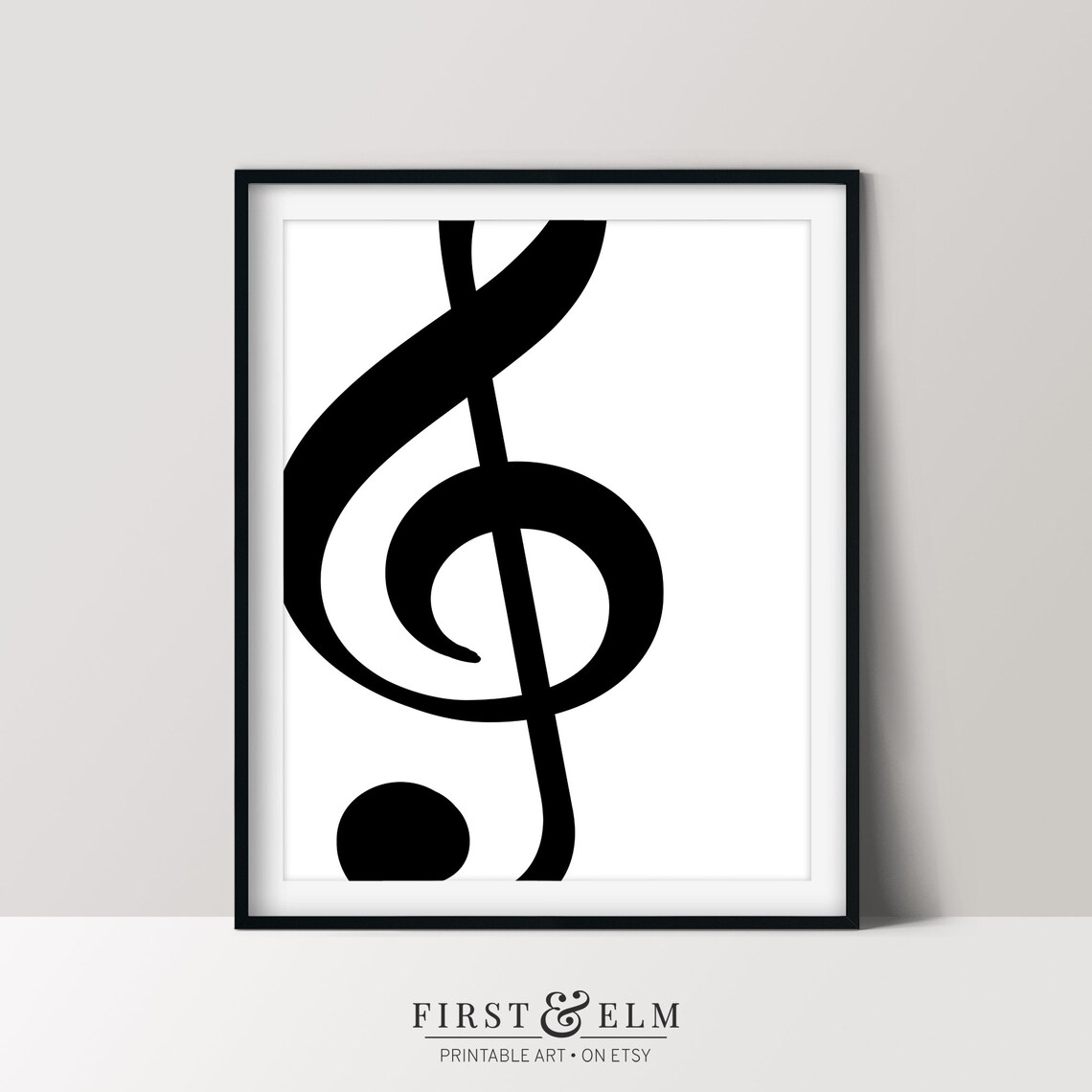 Treble Clef Minimalist Black and White Music Symbol Poster Decor