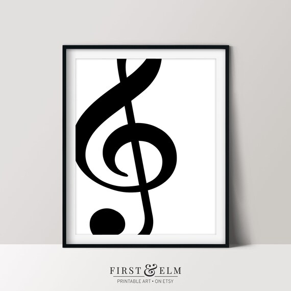 Treble Clef Minimalist Black and White Music Symbol Poster Decor