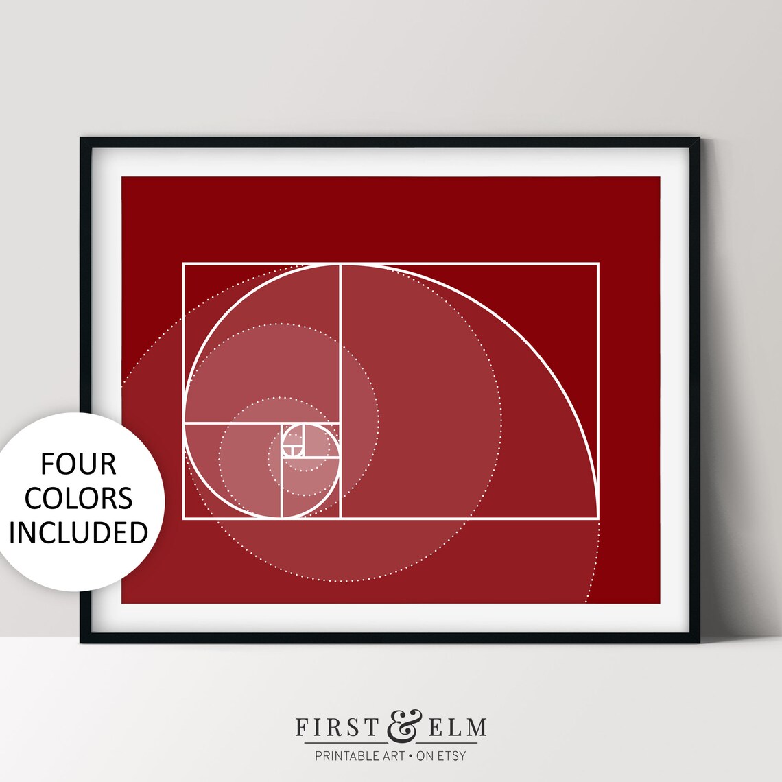 Fibonacci Spiral Minimalist Design, Math Nerd Gift