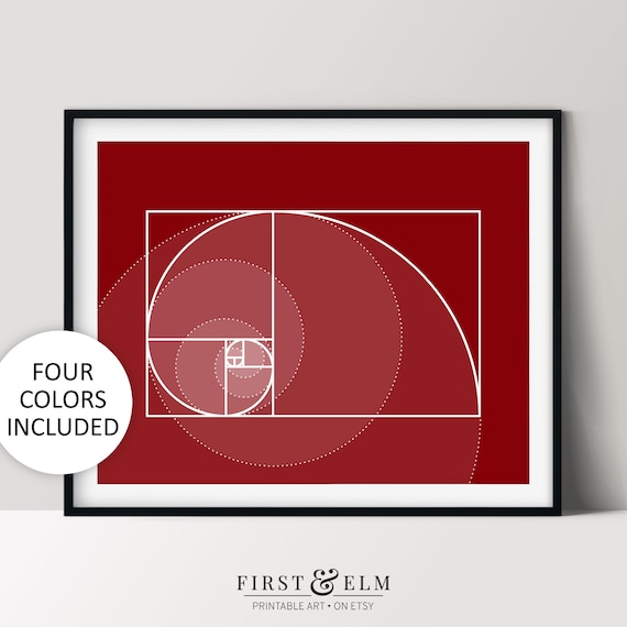 Fibonacci Spiral Minimalist Design, Math Nerd Gift