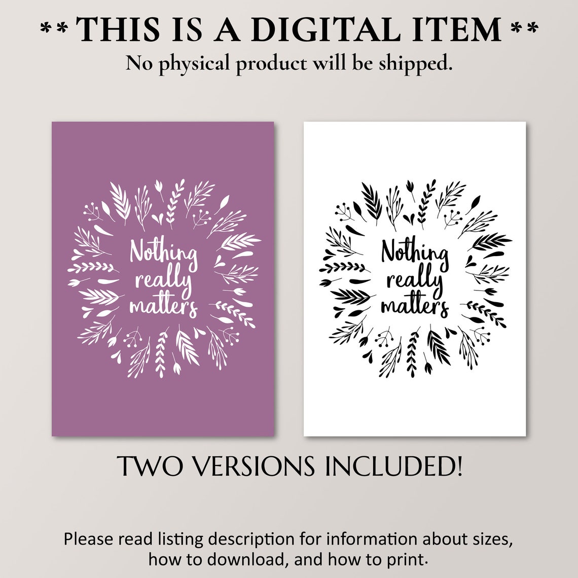 Nothing Really Matters Botanical Wreath Mauve Dark Humor Wall Poster - Image 4