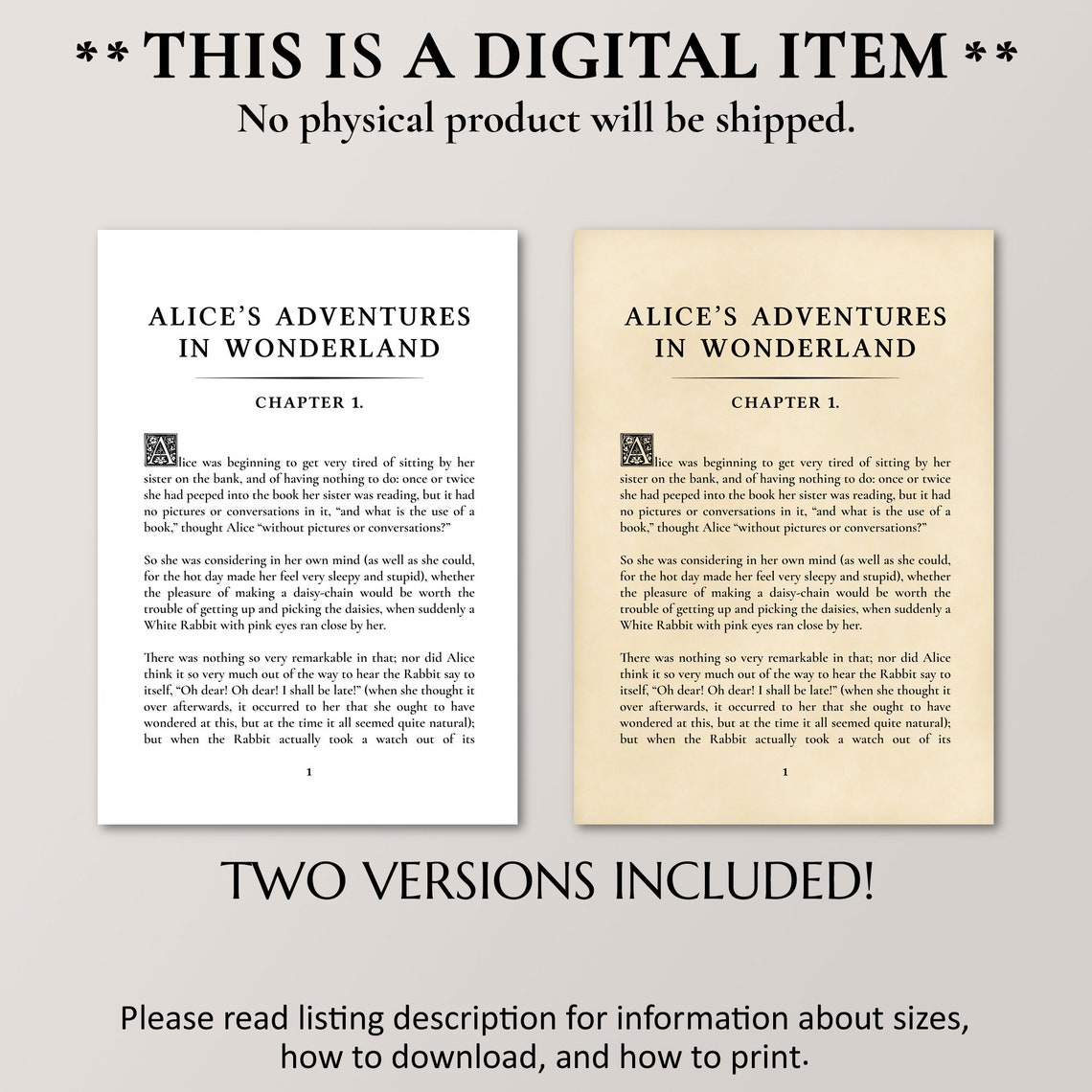Alices Adventures in Wonderland First Page Poster Book Lover Gift - Image 2