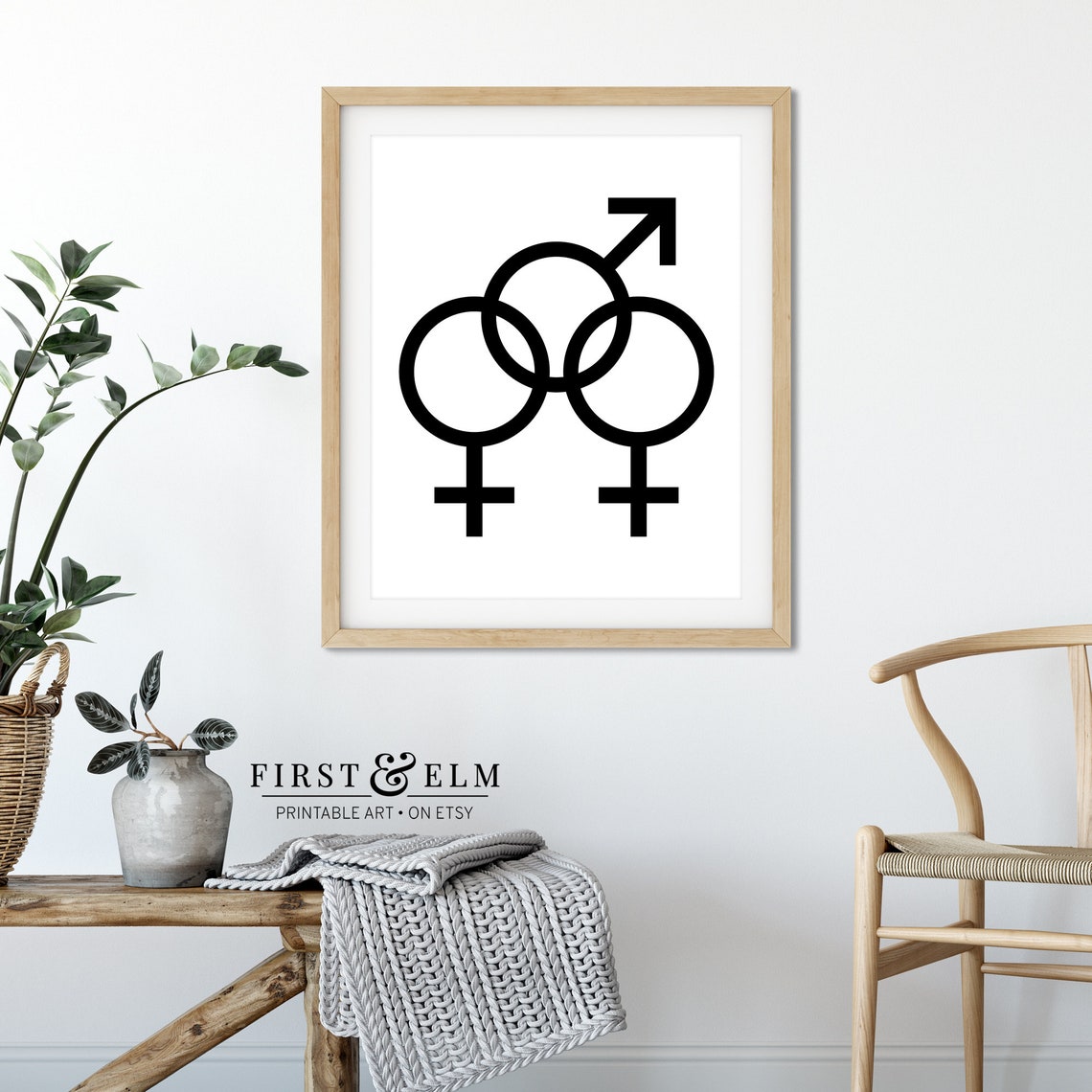 Bisexual Pride Symbol Triple Venus Mars Bi Flag Colors Wall Art - Image 2