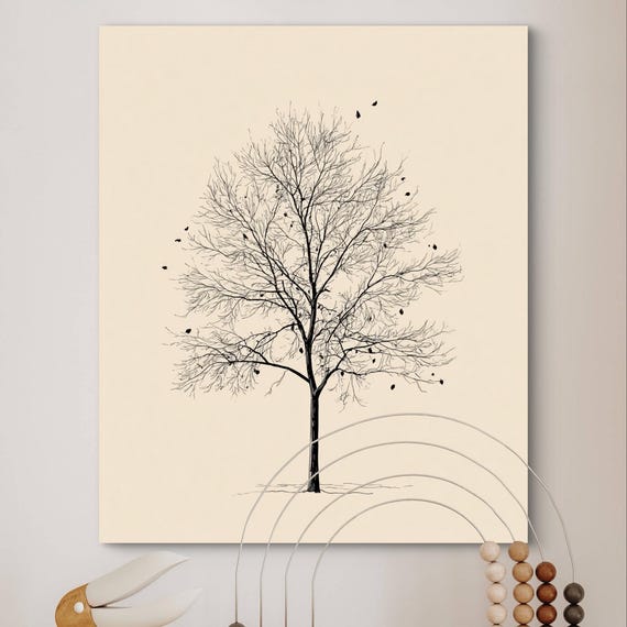 Minimalist Tree Line Art Nature Wall Print