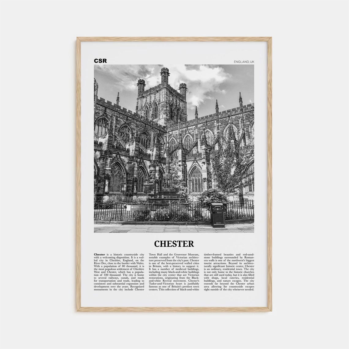 Chester, Cheshire Black and White Travel Poster, No. 1