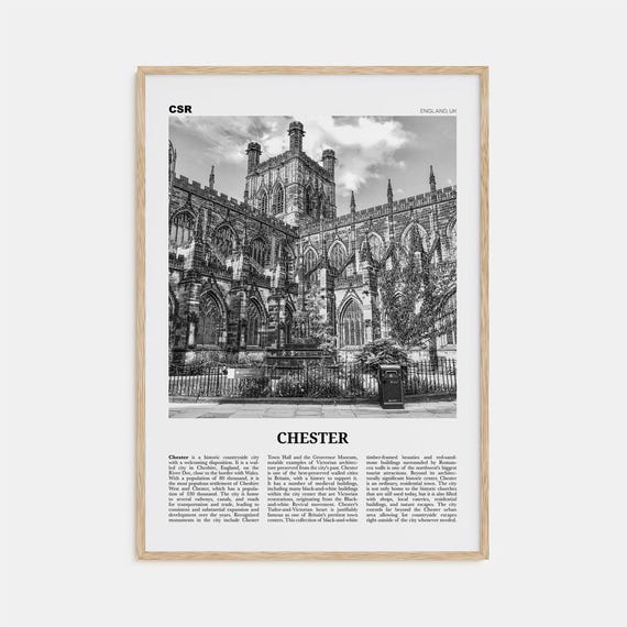Chester, Cheshire Black and White Travel Poster, No. 1