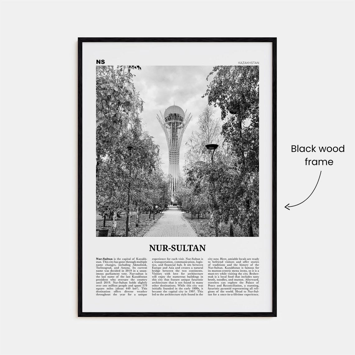 Nur Sultan Black and White Travel Poster, Kazakhstan - Image 3