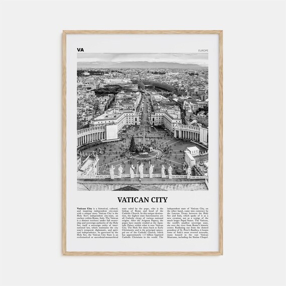 Vatican City Black and White Travel Poster, Italy
