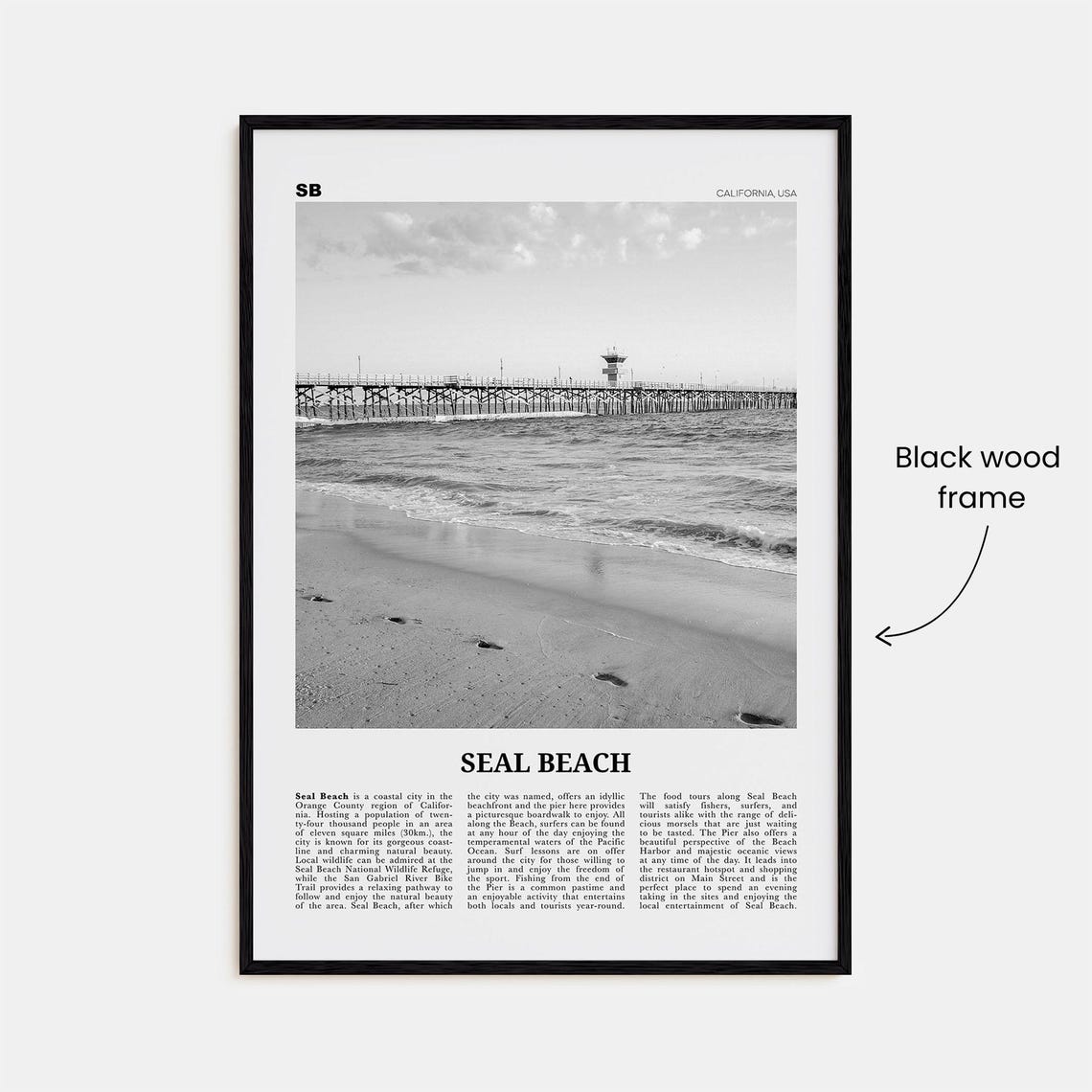 Seal Beach Black And White Travel Poster, California - Image 3