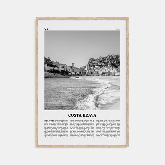 Costa Brava Black and White Travel Poster Print