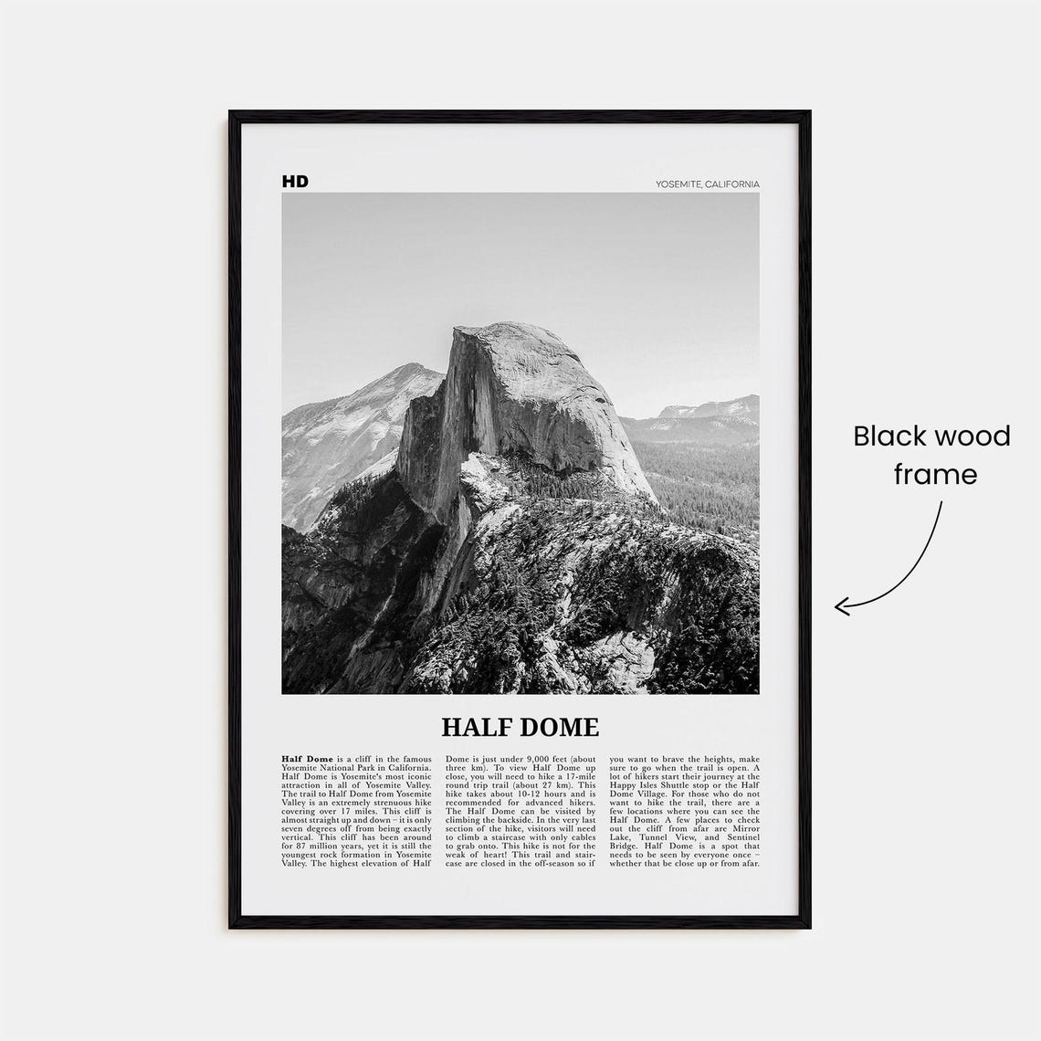 Half Dome Black and White Art Print, Yosemite - Image 3