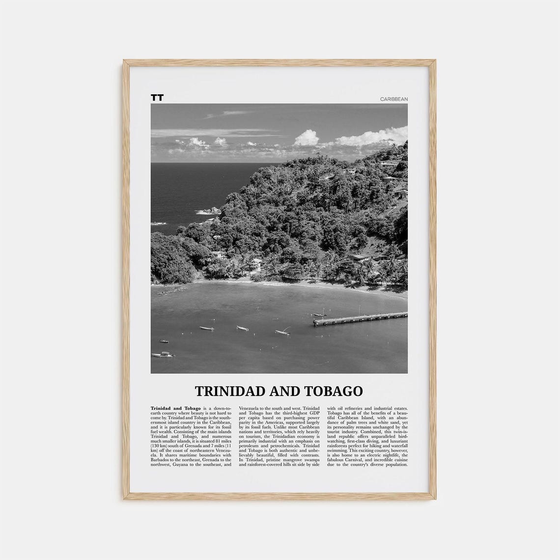 Trinidad and Tobago Black and White Poster, Port Of Spain