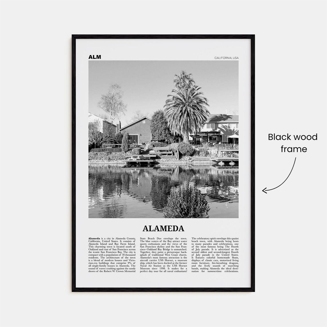 Alameda Black and White Travel Poster, California - Image 3