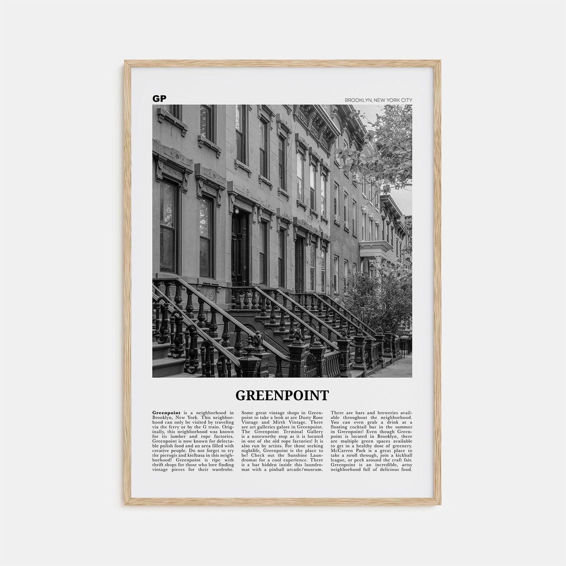 Greenpoint, Brooklyn Travel Poster in Black & White