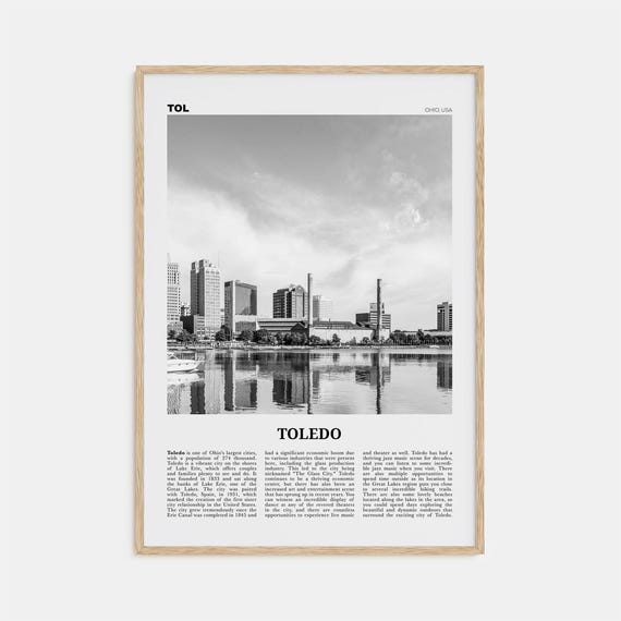 Toledo Black And White Travel Poster, Ohio USA