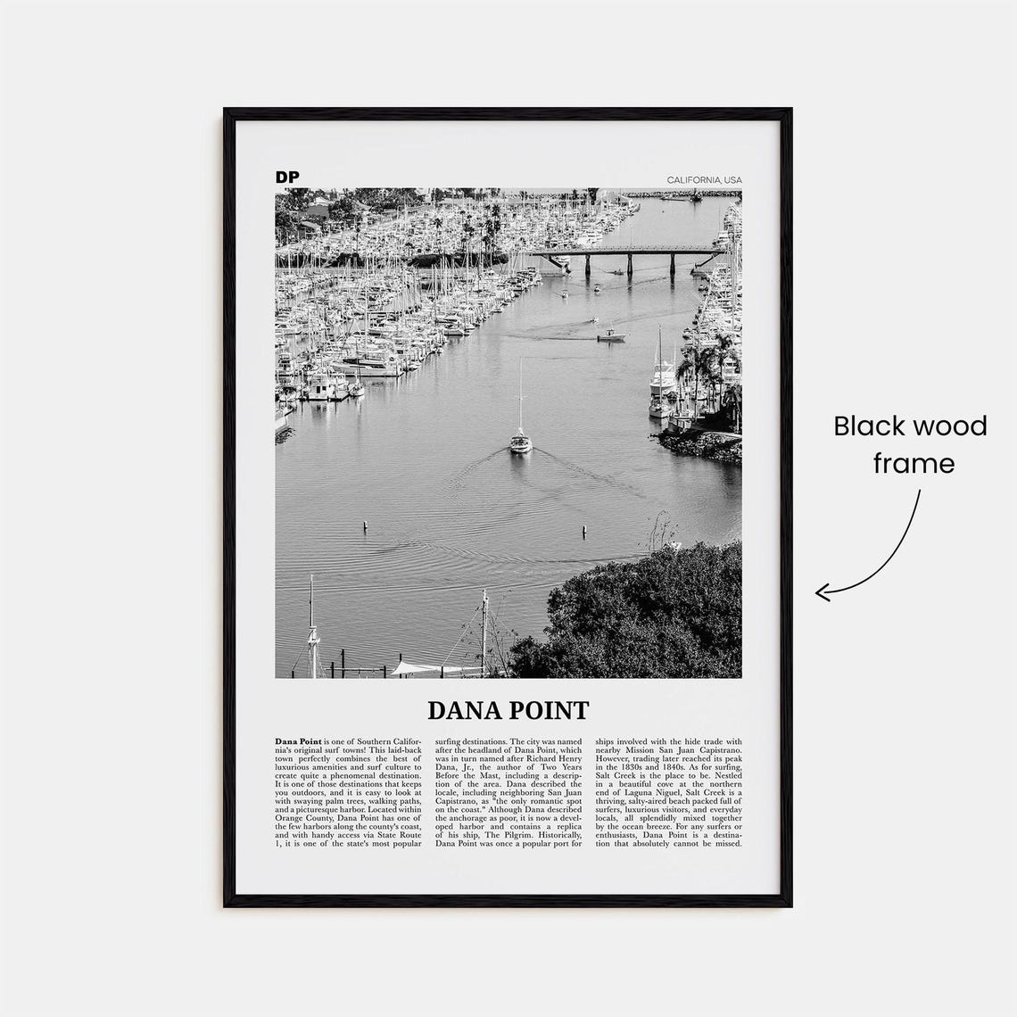 Dana Point Black and White Travel Poster, California - Image 3