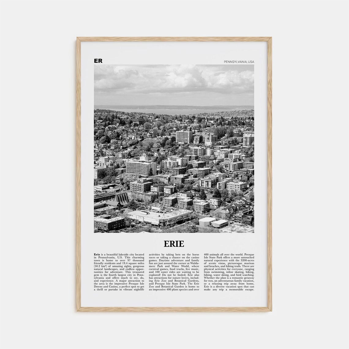 Erie Print Black And White Erie Wall Art Erie Poster Erie Photo Erie Wall Dcor Pennsylvania Usa United States