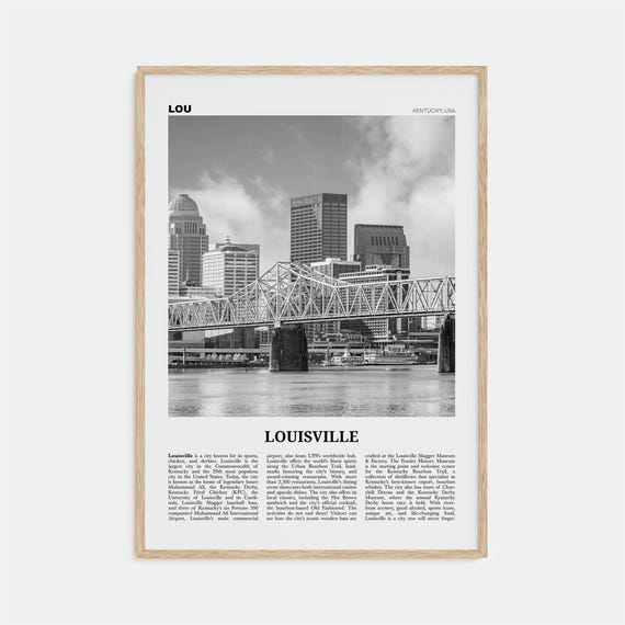 Louisville Black and White Kentucky Travel Poster