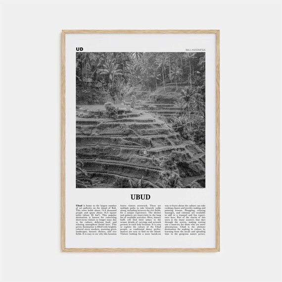Ubud Black And White Map Poster, Bali Indonesia