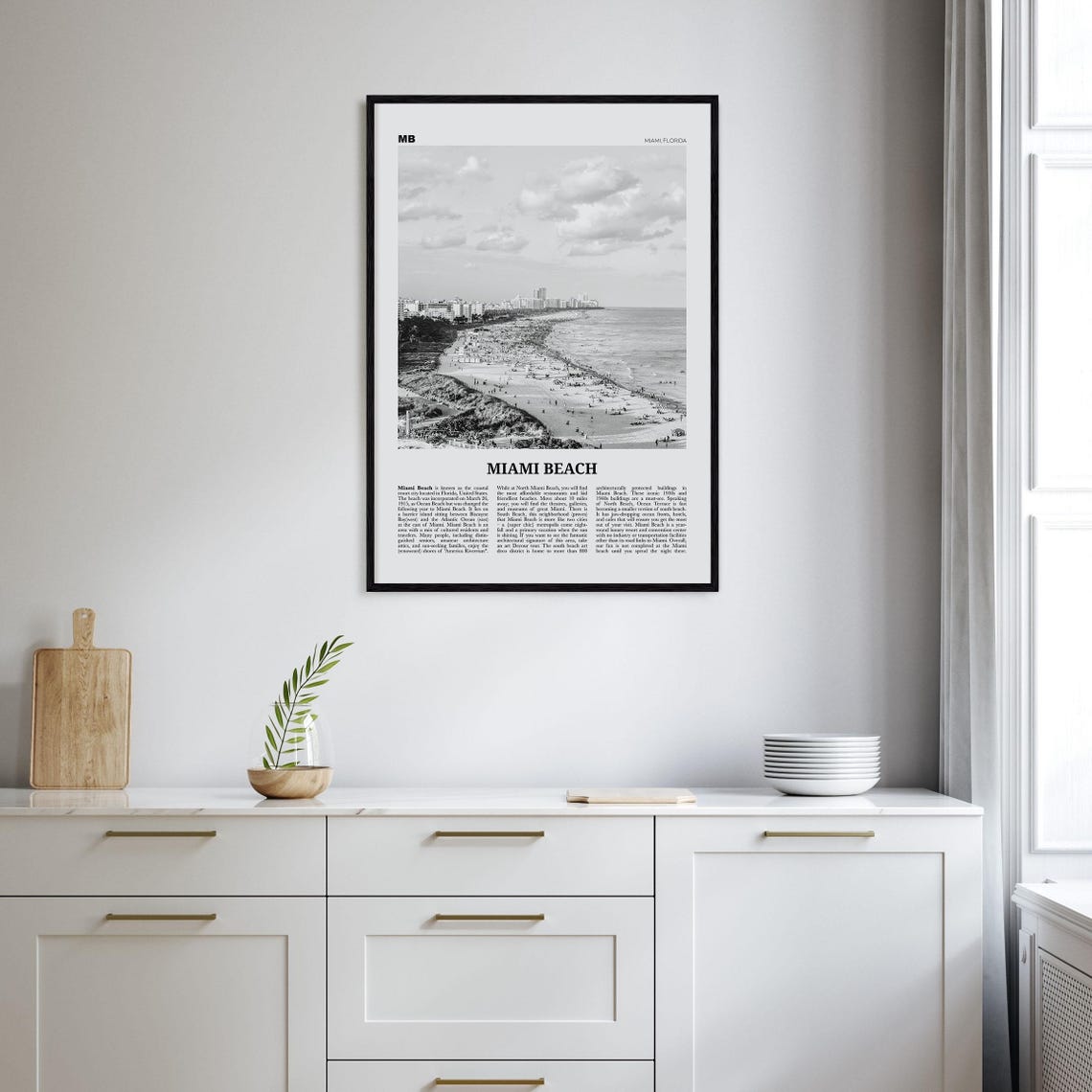 Miami Beach Black And White Travel Poster - Image 2