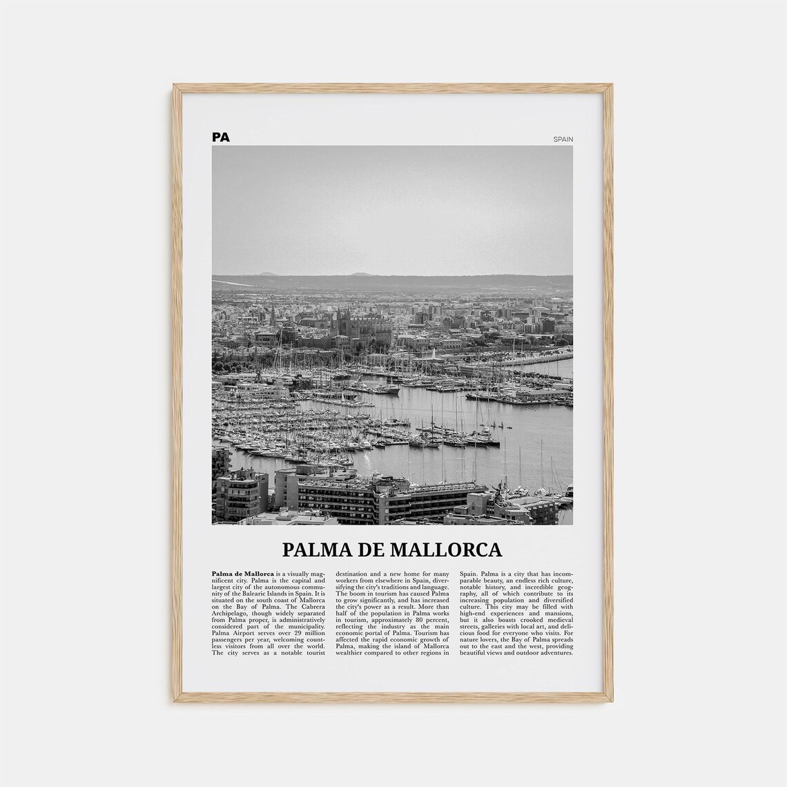Palma De Mallorca Black And White Travel Poster
