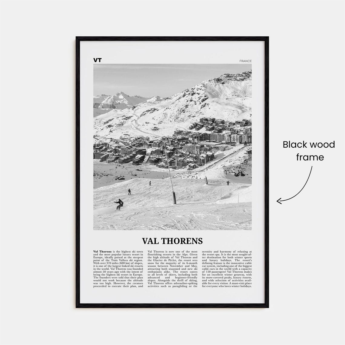 Val Thorens Black and White Travel Poster - Image 3