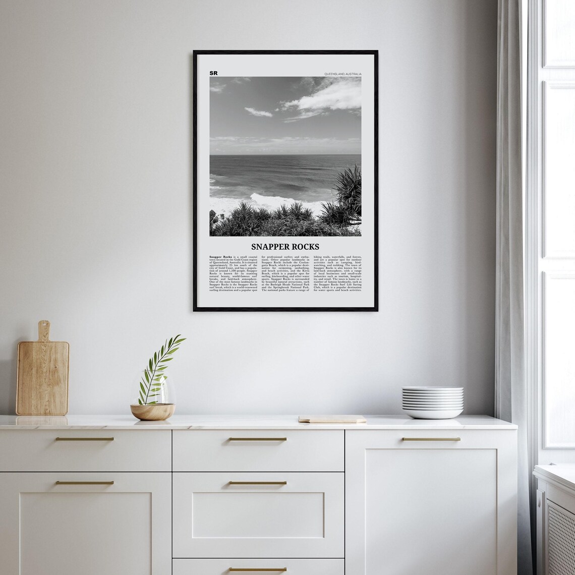 Snapper Rocks Black And White Travel Poster - Image 2