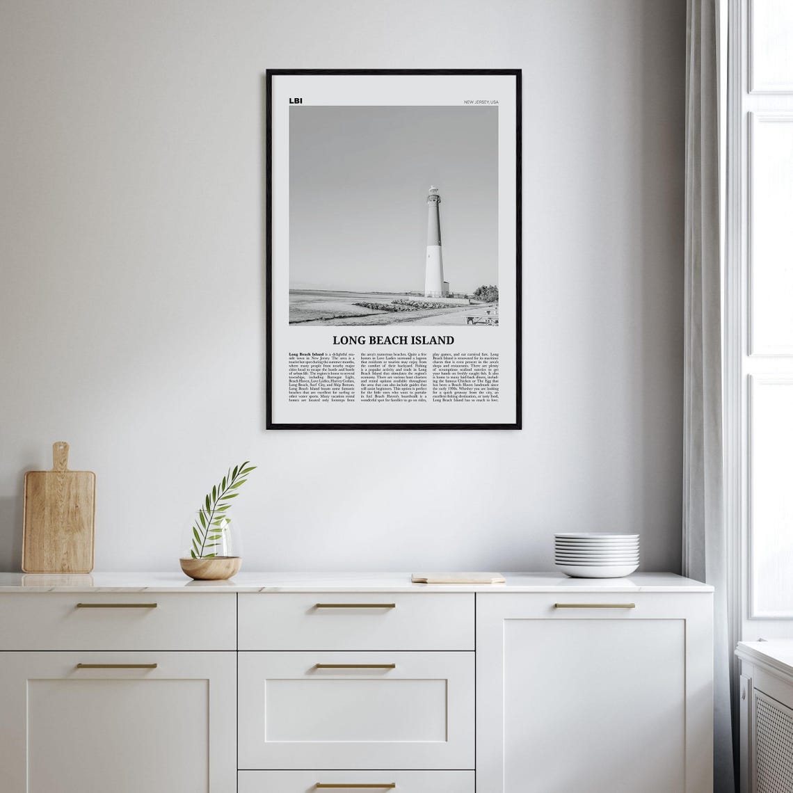 Long Beach Island Black And White Travel Poster - Image 2