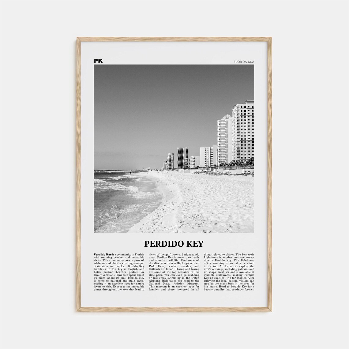 Perdido Key, Florida Black And White Travel Poster