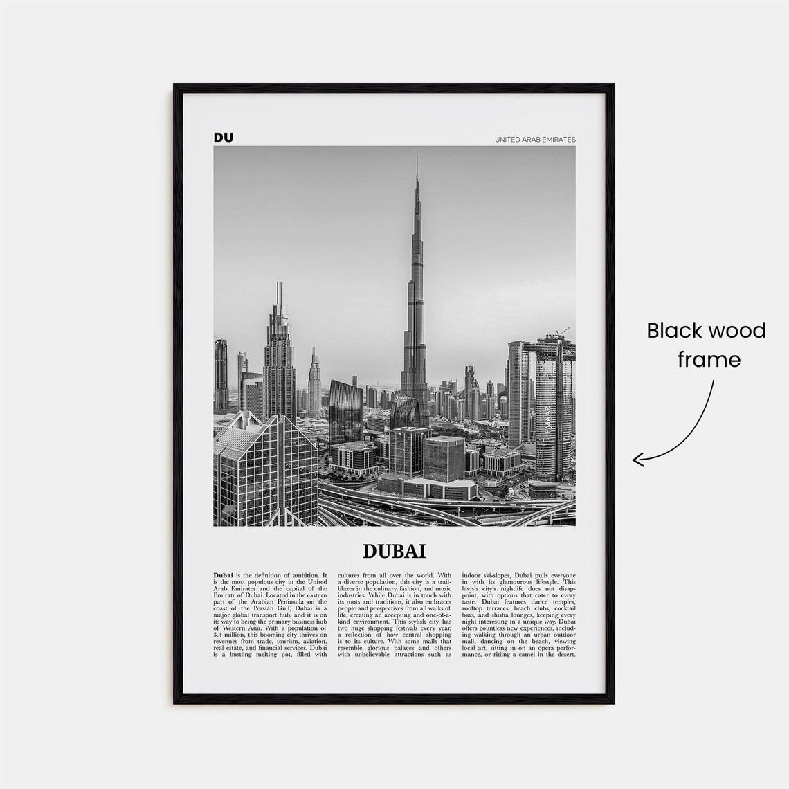 Dubai Black And White No. 2 UAE Photo Poster Print - Image 3