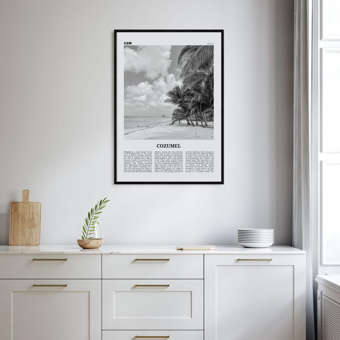 Cozumel Black and White Travel Poster, Mexico Wall Art - Image 2