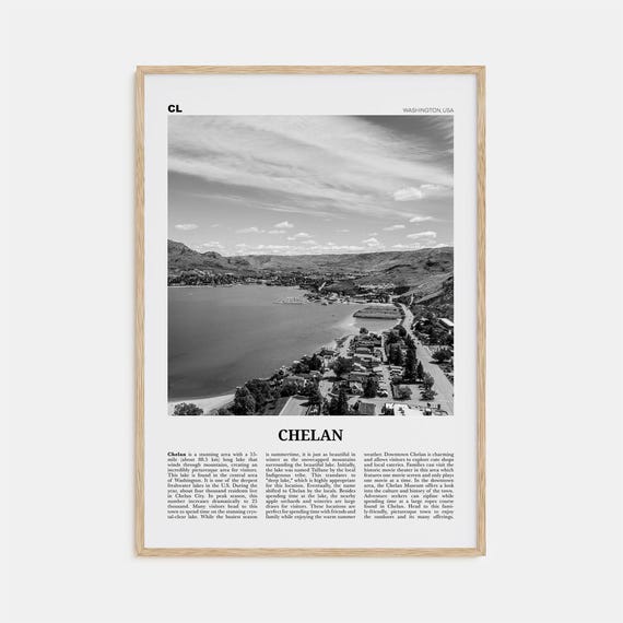 Chelan Black And White Map Poster Print