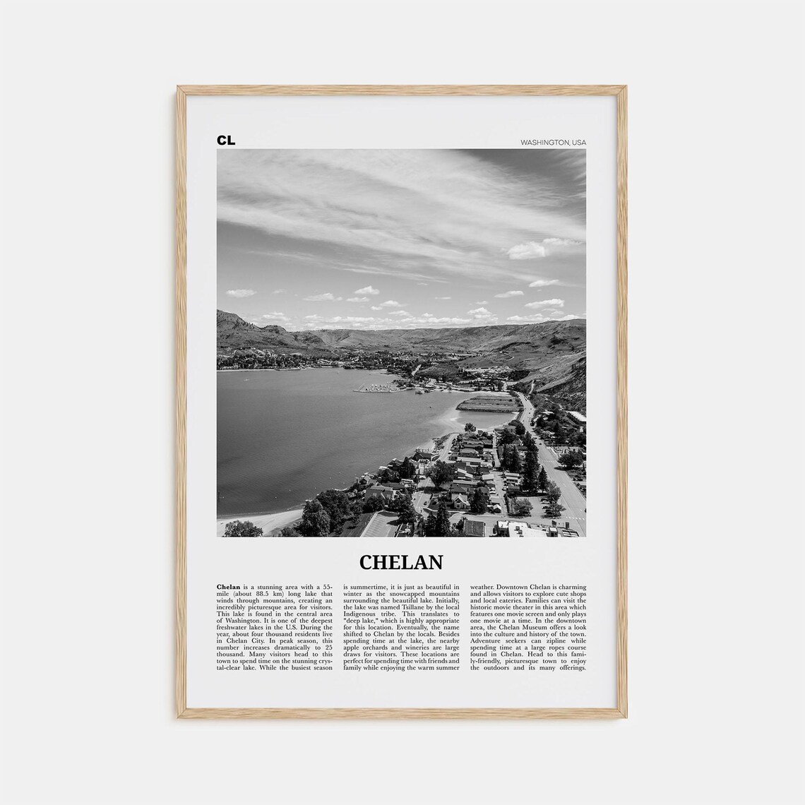 Chelan Map - Black And White