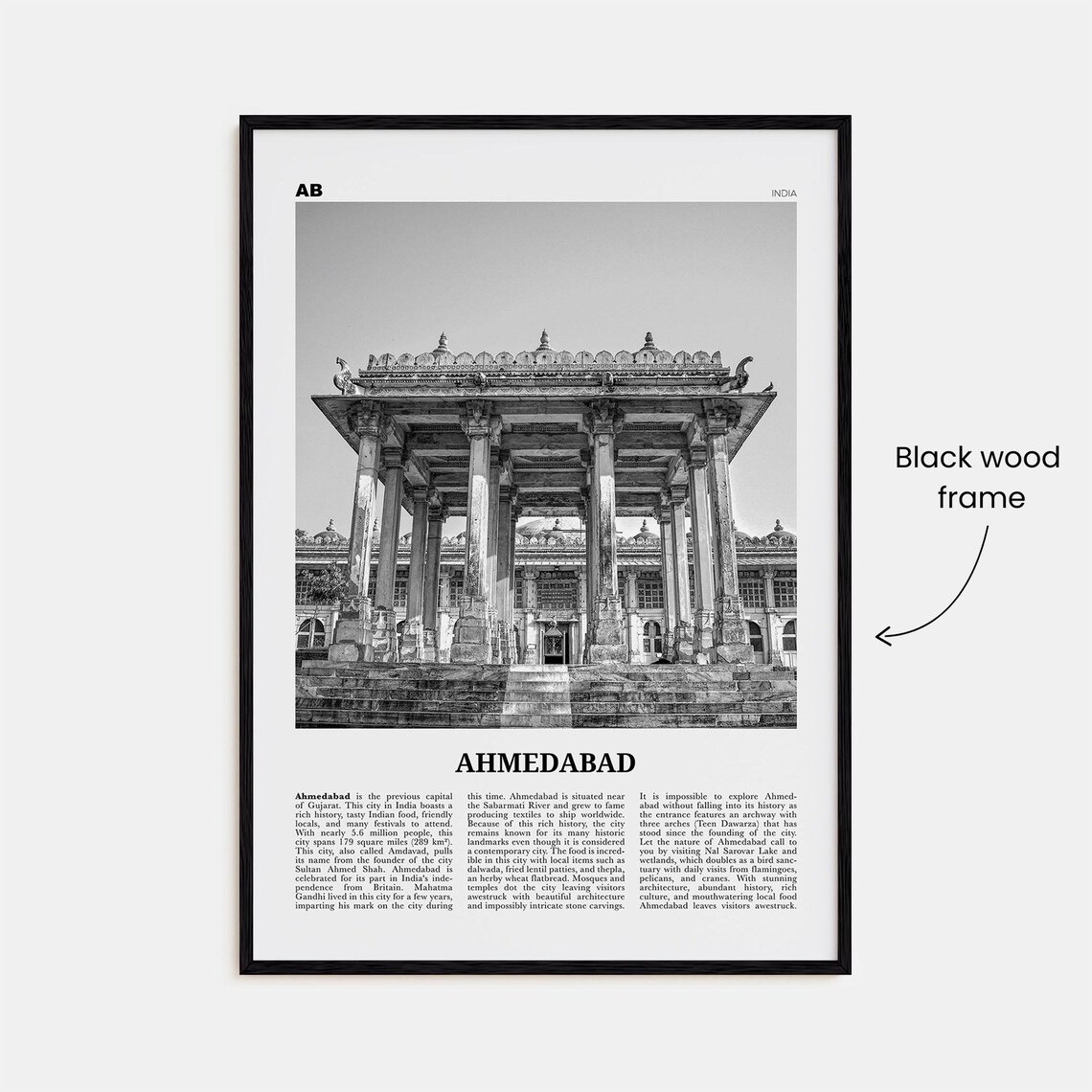 Ahmedabad Black And White Travel Poster, India Map - Image 3