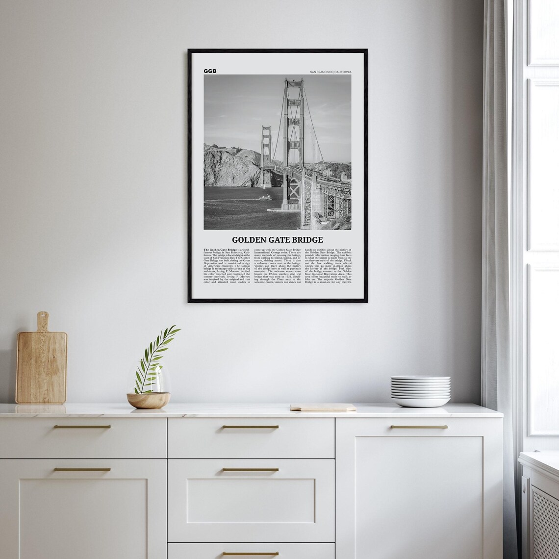Golden Gate Bridge Black And White San Francisco Art Print - Image 2