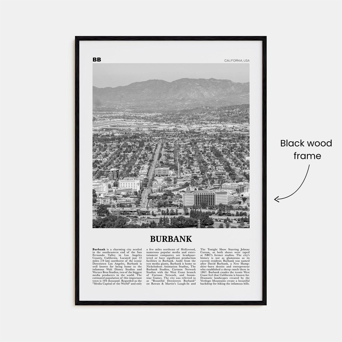 Burbank Black and White Travel Poster, California - Image 3