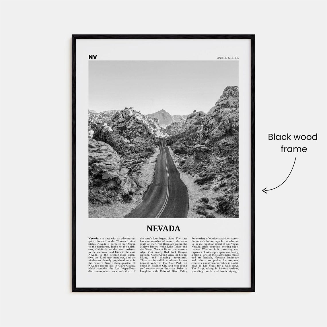 Nevada Black And White No. 1 Travel Poster Print - Image 3