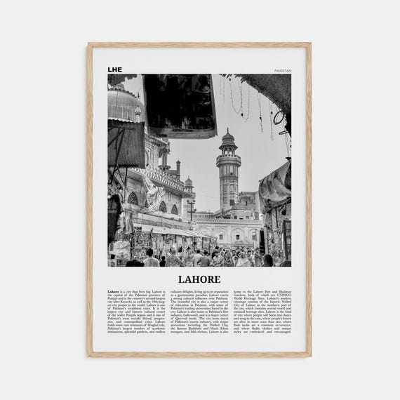 Lahore Black And White Travel Poster, City View