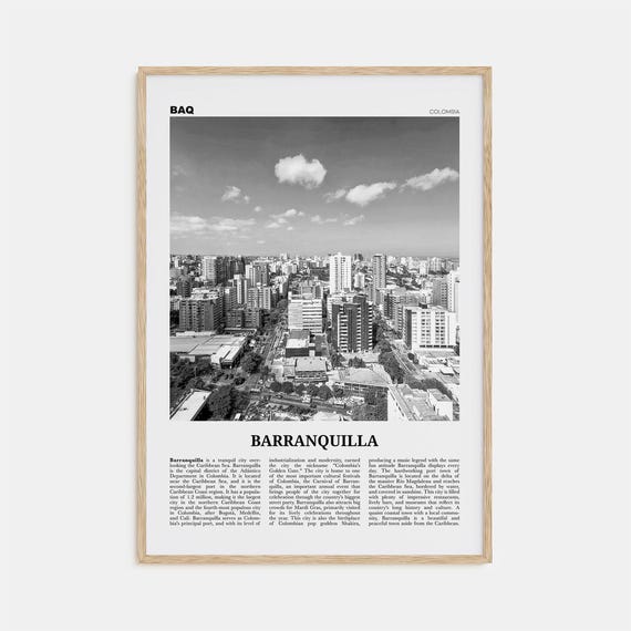 Barranquilla, Colombia Black and White Travel Poster