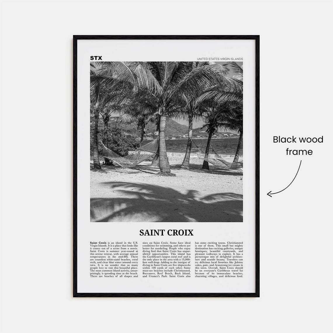 Saint Croix Black and White Travel Poster - Image 3