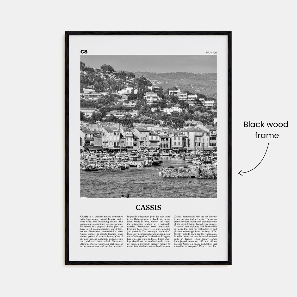 Cassis Black And White Art Print, French Riviera France - Image 3