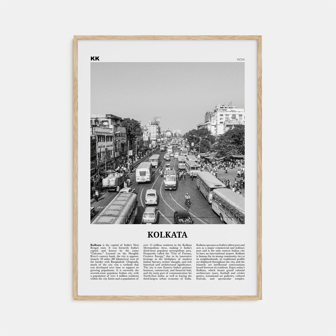 Kolkata Black And White Travel Poster, West Bengal