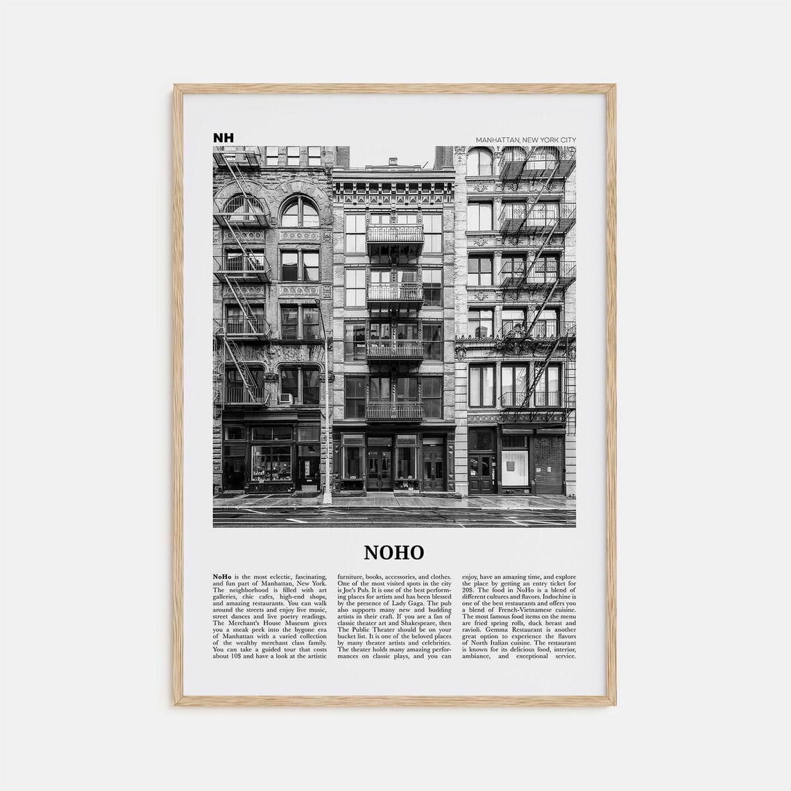 NoHo Black And White Travel Poster, New York City