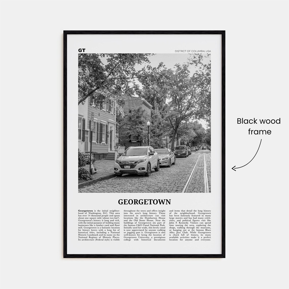 Georgetown Black and White Washington DC Travel Poster - Image 3